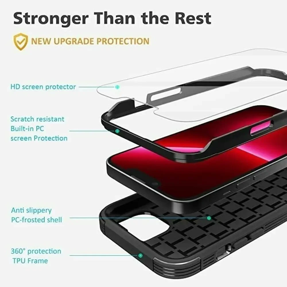 Tungsten Armor Case for iPhone 13 Pro Heavy Duty Protective w/Screen Protector